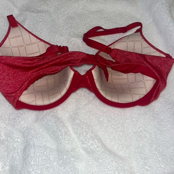 Victoria's Secret Red Coral Pink Uplift Semi Demi Underwire Bra Size 32C - Picture 3 of 8